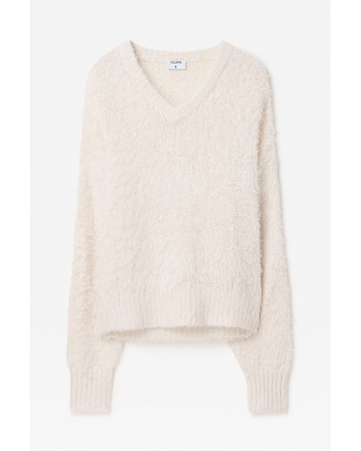 Filippa K Natural Fluffy Silk V-Neck Sweater