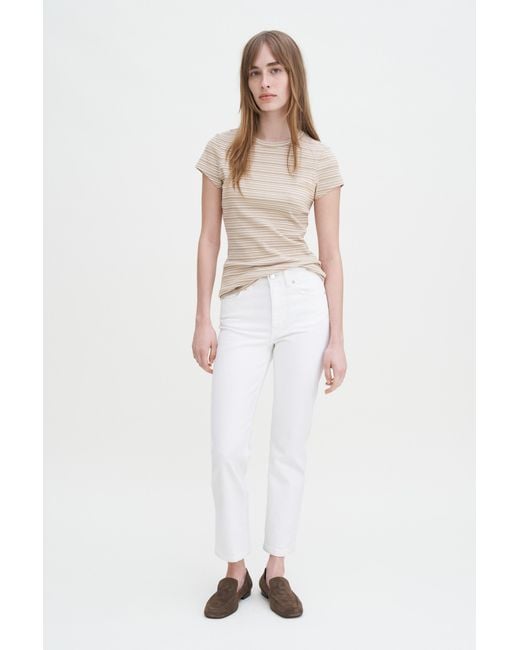 Filippa K White Striped Fine Rib Tee
