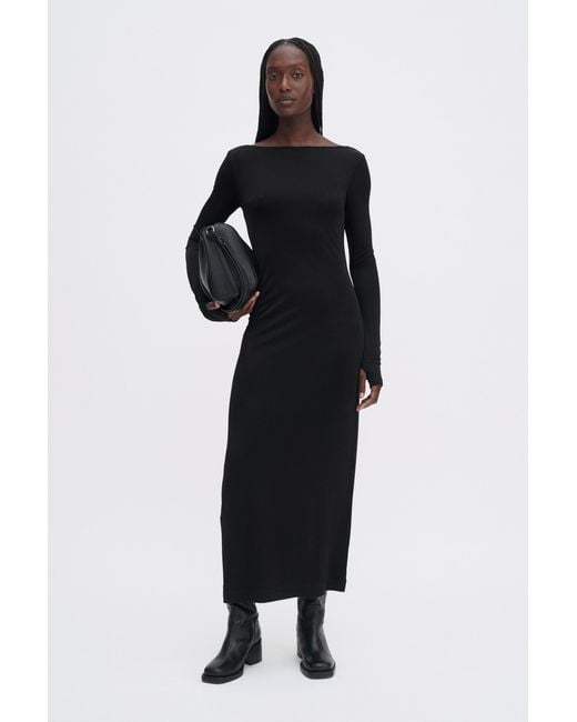 Filippa K Black Scooped Back Jersey Dress