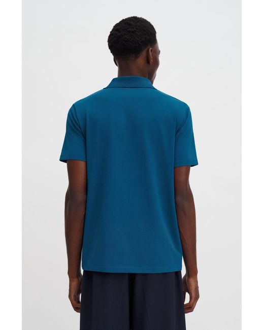 Filippa K Blue Stretch Cotton Polo T-Shirt for men