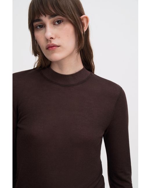 Filippa K Brown Lyocell Cashmere Mock Neck Top