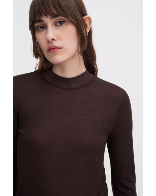 Filippa K Brown Lyocell Cashmere Mock Neck Top