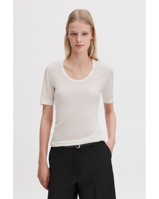 Filippa K White Lyocell Cashmere Scoop Tee
