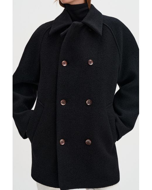 Filippa K Blue Boiled Wool Peacoat