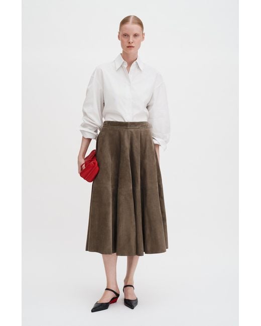 Filippa K Green Suede Flared Skirt