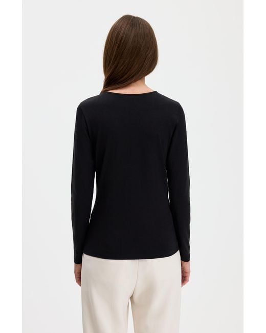 Filippa K Blue Cotton Stretch Long Sleeve