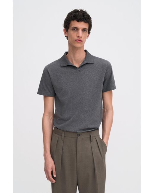 Filippa K Gray Stretch Cotton Polo T-Shirt for men