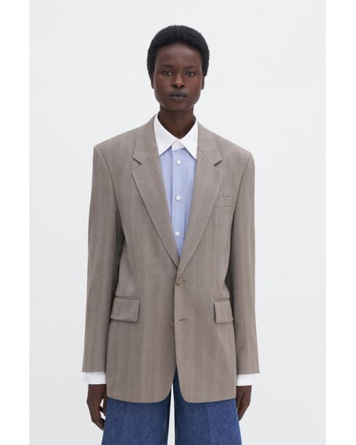 Filippa K Blue Tailored Herringbone Blazer