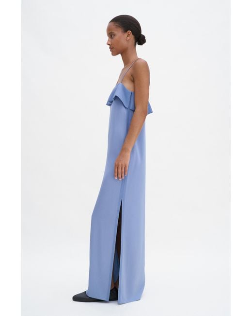 Filippa K Blue Fluid Draped Strap Dress