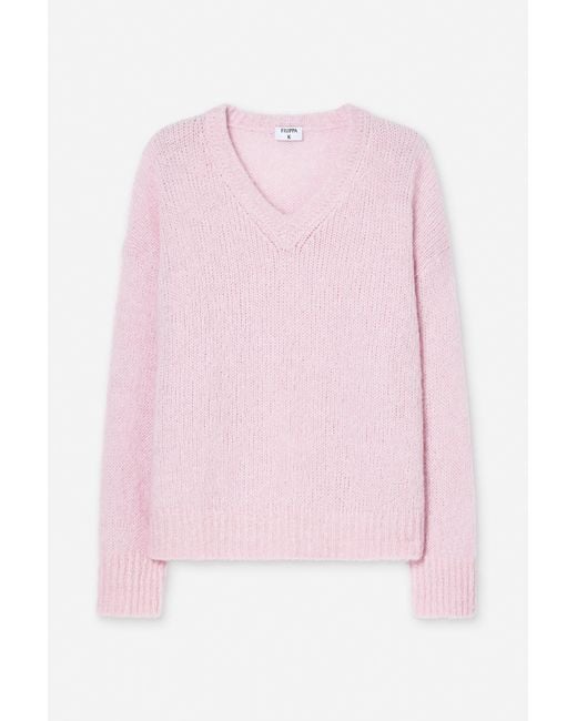 Filippa K Pink Hairy Alpaca V-Neck Sweater