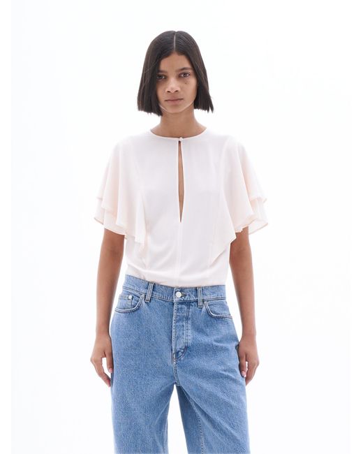Filippa K Pink Frill Sleeve Top