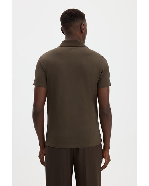 Filippa K Brown Stretch Cotton Polo T-Shirt for men