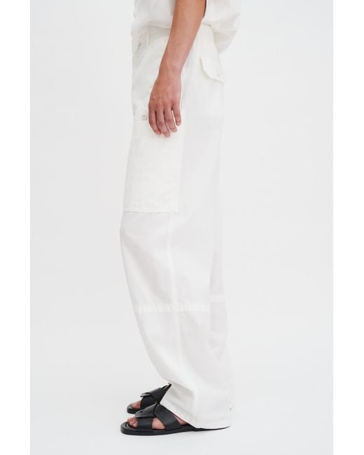 Filippa K White Washed Cotton Cargo Trousers for men