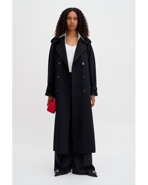 Filippa K Black Draped Trench Coat