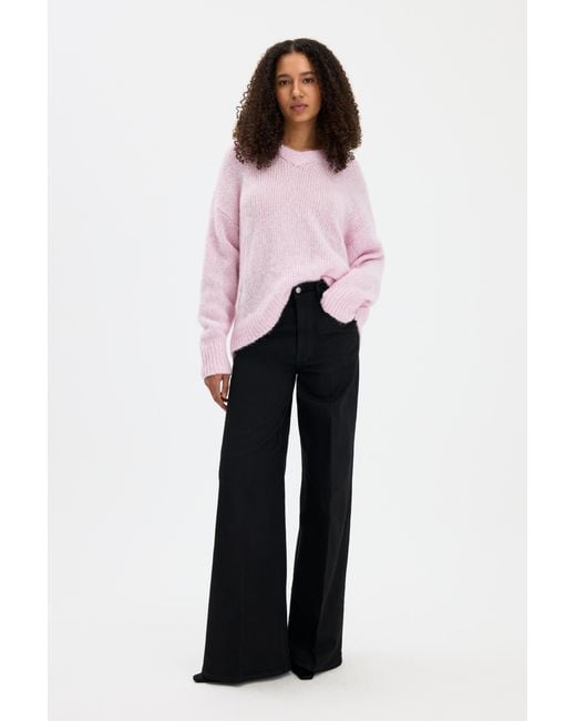 Filippa K Pink Hairy Alpaca V-Neck Sweater