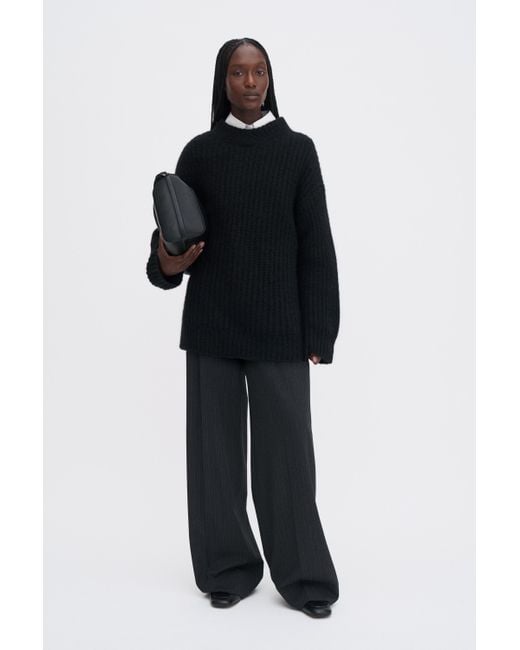 Filippa K Black Soft Alpaca V-Neck Sweater
