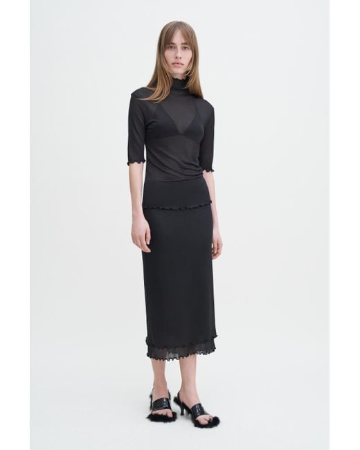 Filippa K Black Layered Frill Crepe Skirt