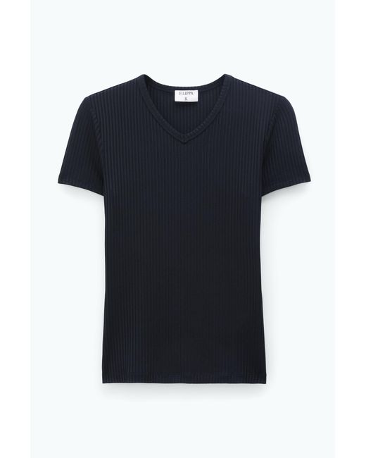 Filippa K Blue High V Neck Tee