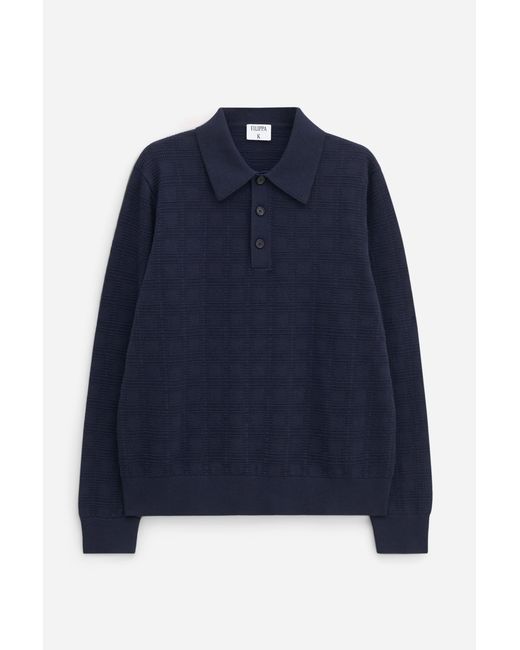 Filippa K Blue Square Knit Polo for men