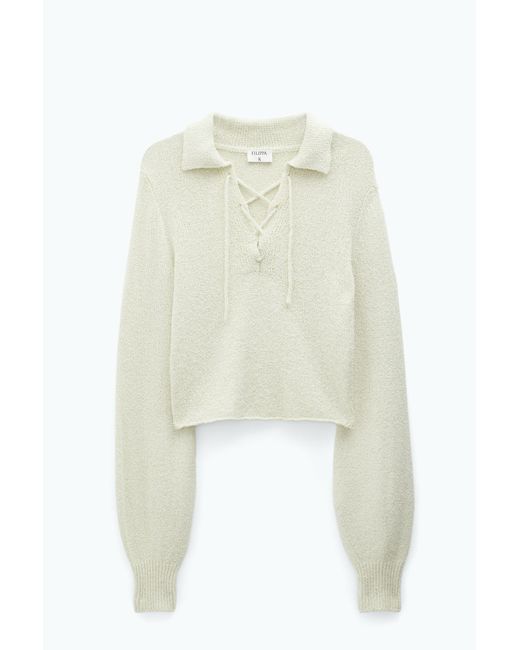 Filippa K White Cropped Polo Sweater