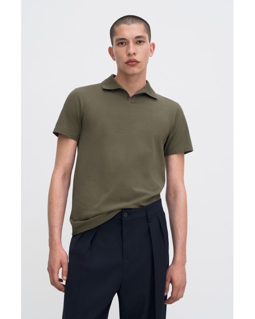 Filippa K Green Stretch Cotton Polo T-Shirt for men