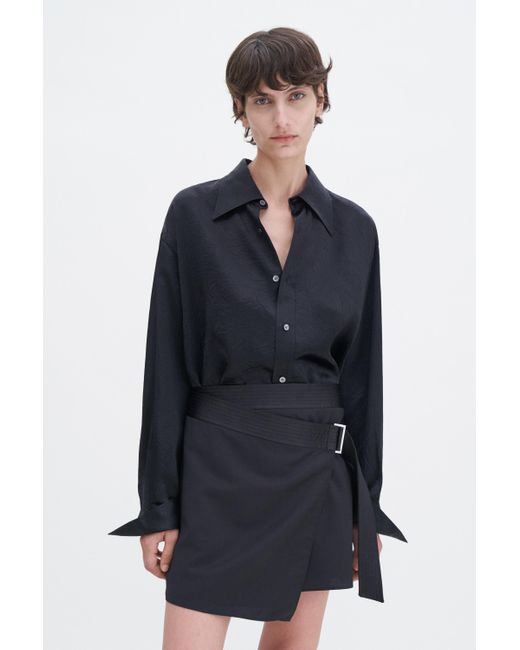Filippa K Blue Belted Wool Wrap Skirt