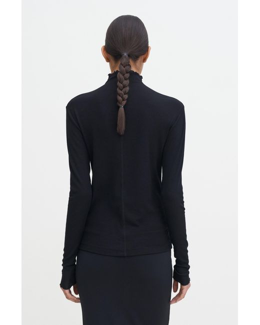 Filippa K Blue Sheer Wool Mock Top