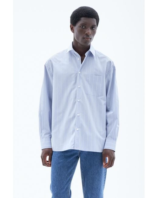 Filippa K Blue Striped Cotton Poplin Shirt for men