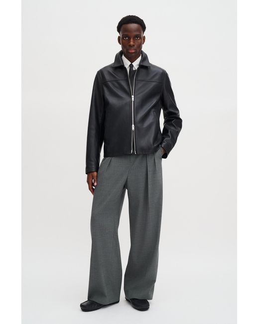 Filippa K Black Leather Coach Jacket for men