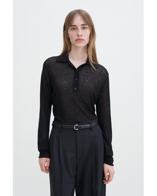 Filippa K Black Knit Polo Sweater