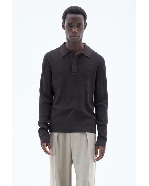 Filippa K Black Shiny Polo Sweater for men