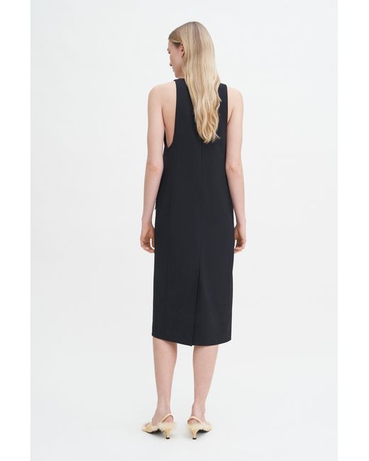 Filippa K Black Tailored Wool V-Neck Dress