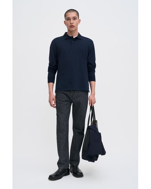 Filippa K Blue Cotton Piqué Polo Shirt for men