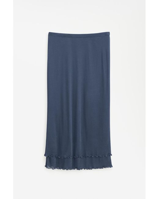 Filippa K Blue Layered Frill Crepe Skirt