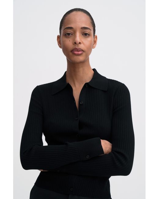 Filippa K Blue Ribbed Knit Shirt