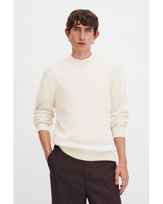 Filippa K White Braided Cotton Silk Sweater for men