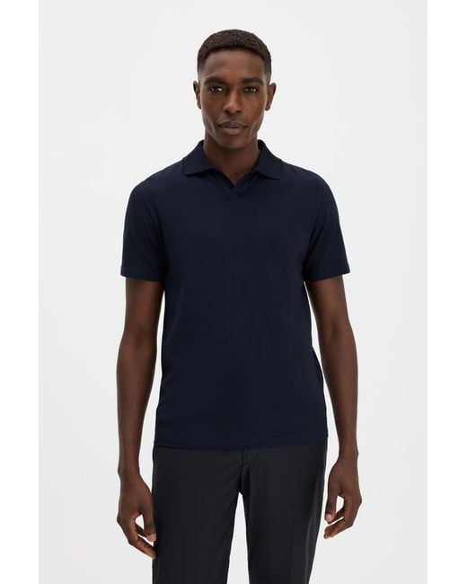 Filippa K Blue Stretch Cotton Polo T-Shirt for men