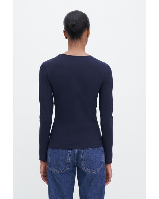 Filippa K Blue Cotton Stretch Long Sleeve