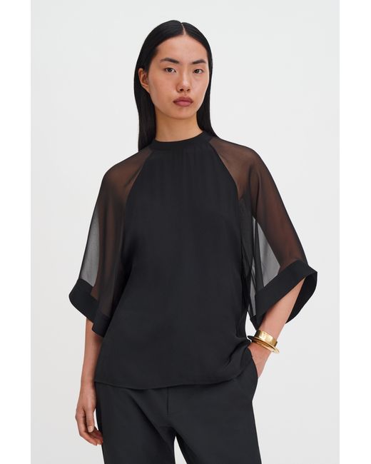 Filippa K Black Sheer Raglan Blouse