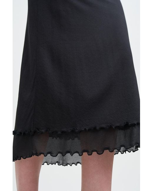 Filippa K Black Layered Frill Crepe Skirt