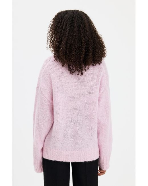 Filippa K Pink Hairy Alpaca V-Neck Sweater