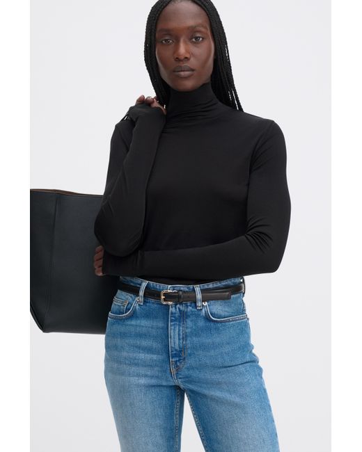Filippa K Blue Fitted Jersey Turtleneck