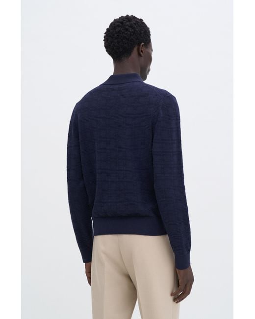 Filippa K Blue Square Knit Polo for men