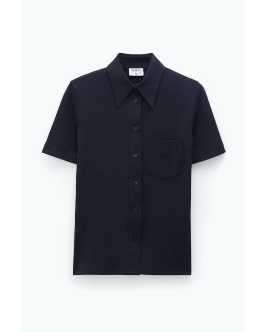 Filippa K Blue Jersey Short Sleeve Shirt