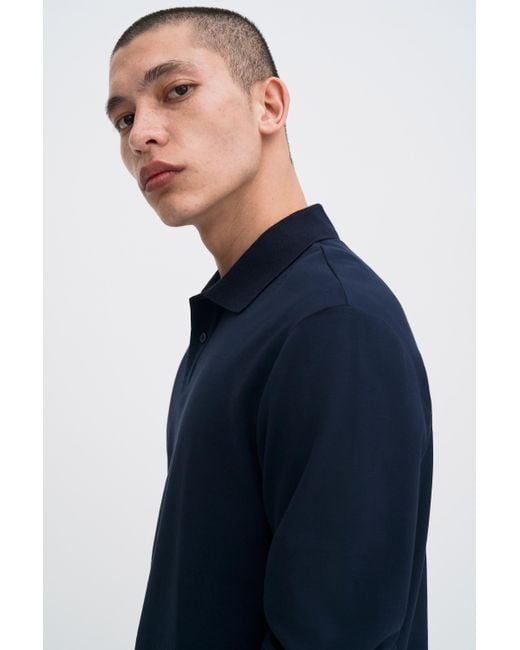Filippa K Blue Cotton Piqué Polo Shirt for men