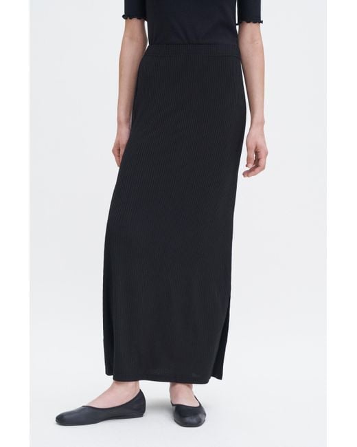 Filippa K Blue Shiny Rib Maxi Skirt