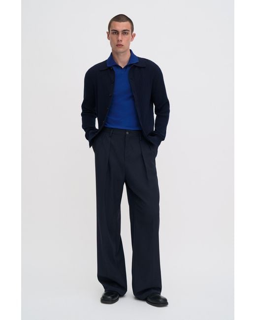Filippa K Blue Stretch Cotton Polo T-Shirt for men
