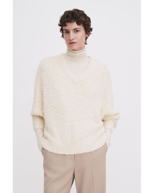 Filippa K Natural Fluffy Silk V-Neck Sweater