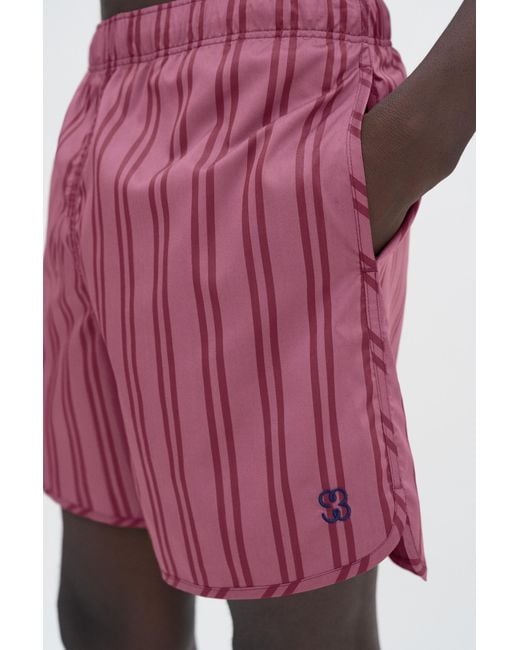 Filippa K Red Long Striped Swim Shorts for men