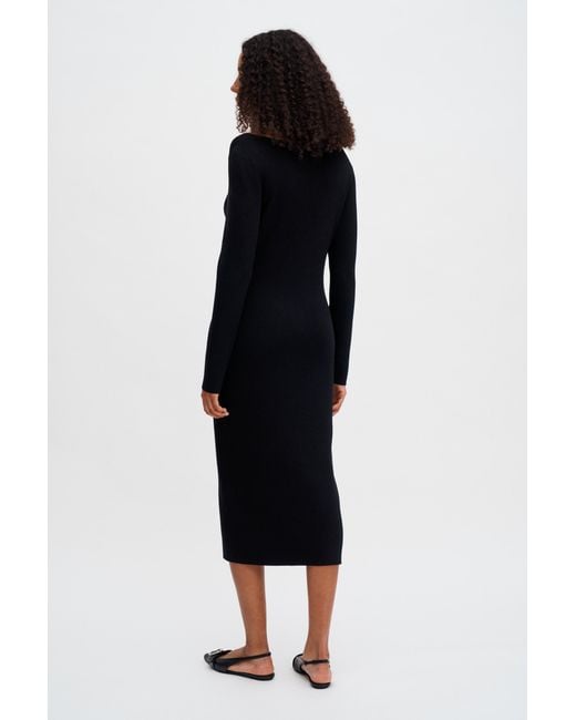 Filippa K Black Boatneck Rib Dress
